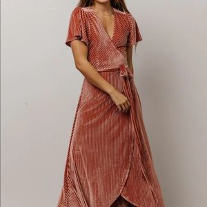 Baltic Born Andi Ribbed Velvet Wrap Dress